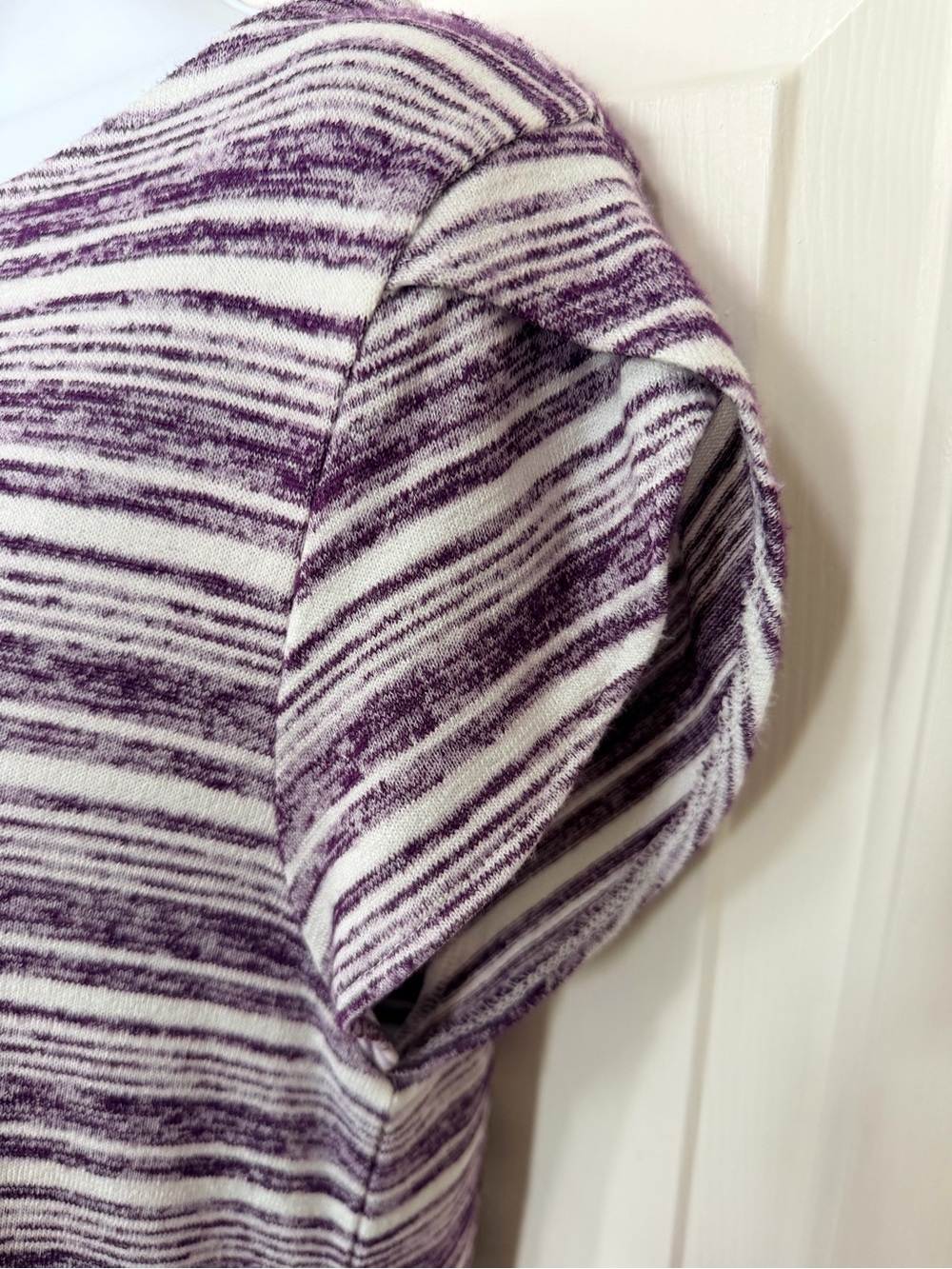 Market & Spruce Purple and Cream Striped Knit Top - Picture 2 of 4